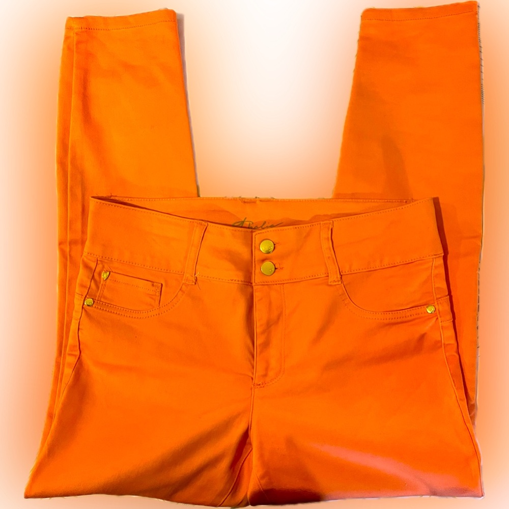 Thalia Sodi slim leg jeans in vibrant orange- stretch, comfort 10